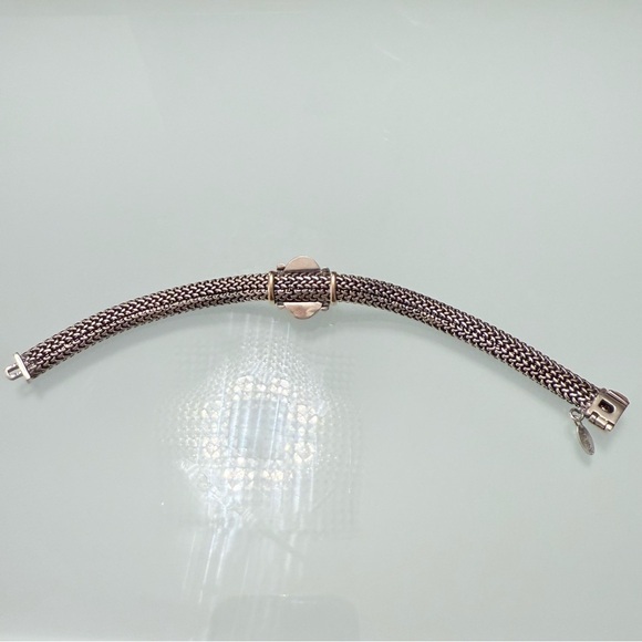 OTC ITALY 14k Gold & 925 Sterling Silver Pillowy Station Mesh Chain Brac… - Picture 7 of 10